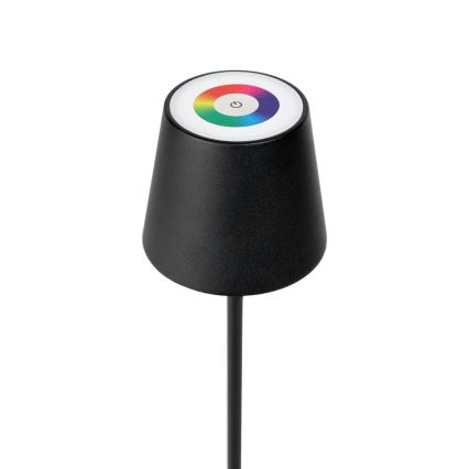 LED RGBW Prigušiva vanjska punjiva lampa LED/4W/4000 mAh 3000/4000/5500K IP44 crno