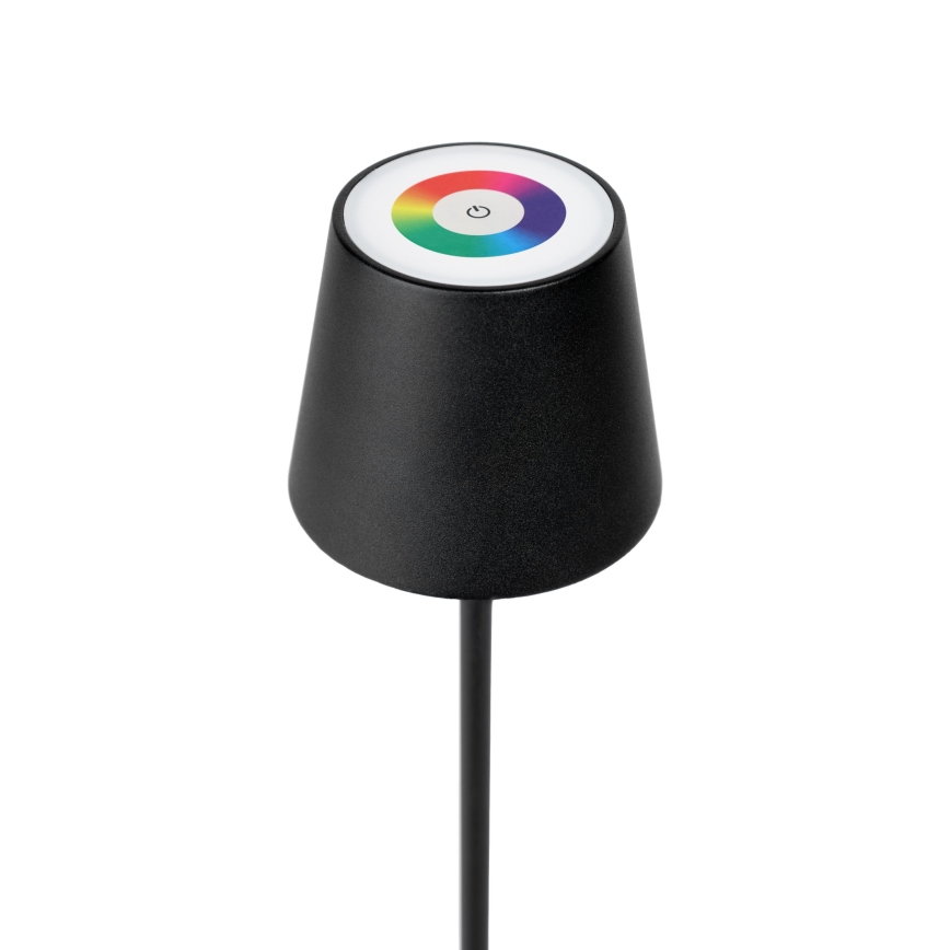 LED RGBW Prigušiva vanjska punjiva lampa LED/4W/4000 mAh 3000/4000/5500K IP44 crno