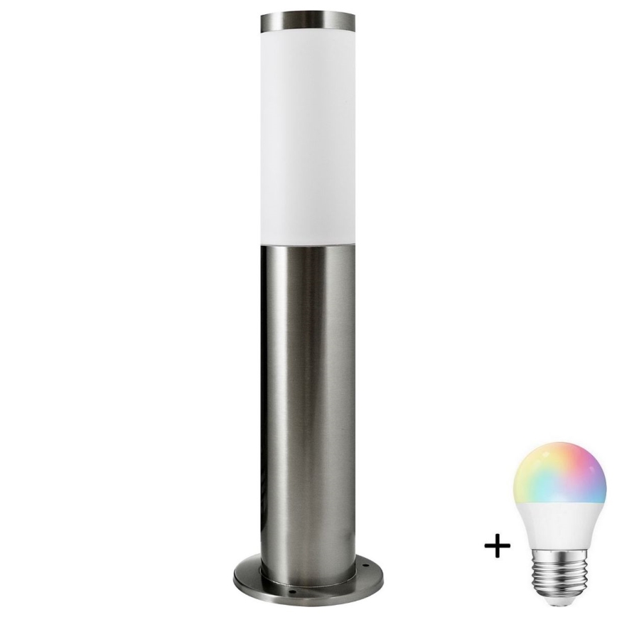 LED RGBW prigušiva vanjska lampa LIVIA 1xE27/6,5W/230V 2700-6500K Wi-Fi 45 cm IP44 srebrna