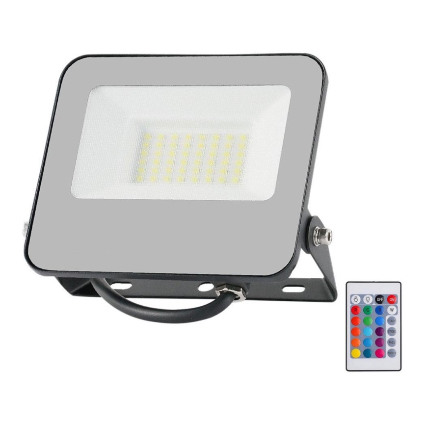 LED RGBW Prigušivi reflektor LED/30W/230V IP65 sivo + Daljinski upravljač