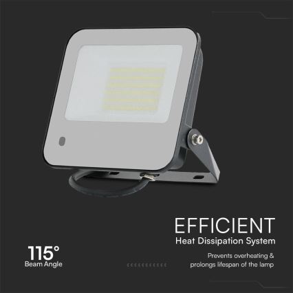 LED RGBW Prigušivi reflektor LED/50W/230V IP65 sivo + Daljinski upravljač