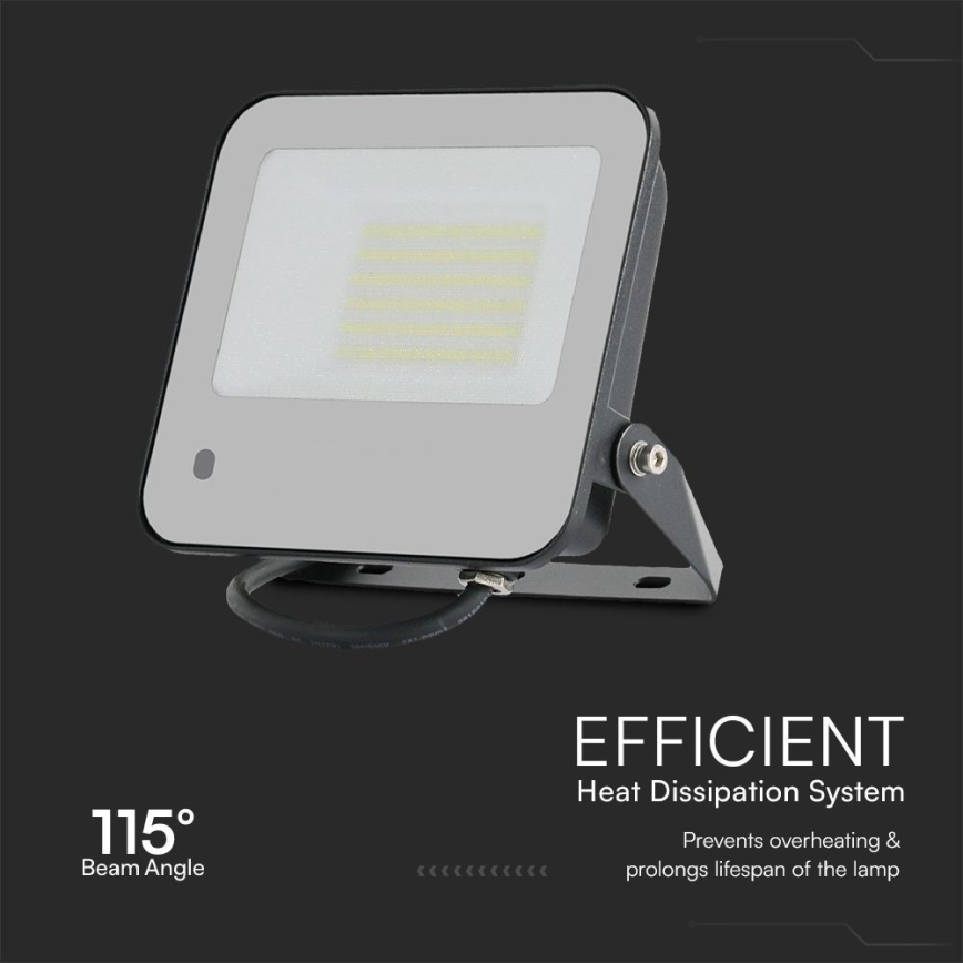 LED RGBW Prigušivi reflektor LED/50W/230V IP65 sivo + Daljinski upravljač