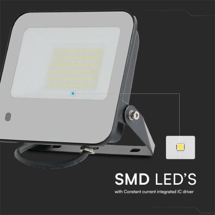 LED RGBW Prigušivi reflektor LED/50W/230V IP65 sivo + Daljinski upravljač