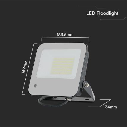 LED RGBW Prigušivi reflektor LED/50W/230V IP65 sivo + Daljinski upravljač