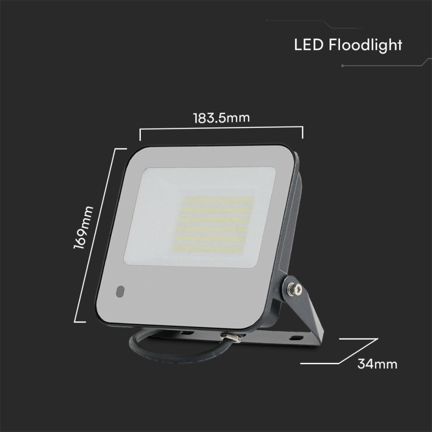 LED RGBW Prigušivi reflektor LED/50W/230V IP65 sivo + Daljinski upravljač