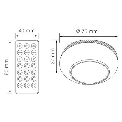 LED RGBW Prigušiva rasveta za nameštaj LED/0,5W/4,5V 3xAAA bela + Daljinski upravljač