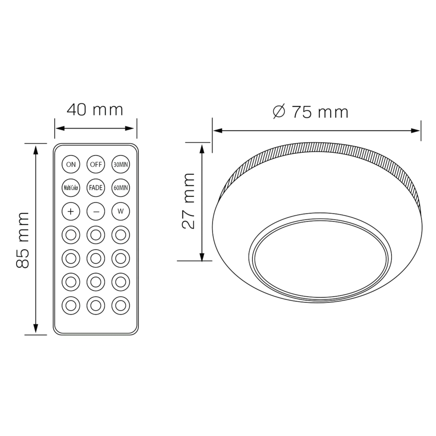 LED RGBW Prigušiva rasveta za nameštaj LED/0,5W/4,5V 3xAAA bela + Daljinski upravljač