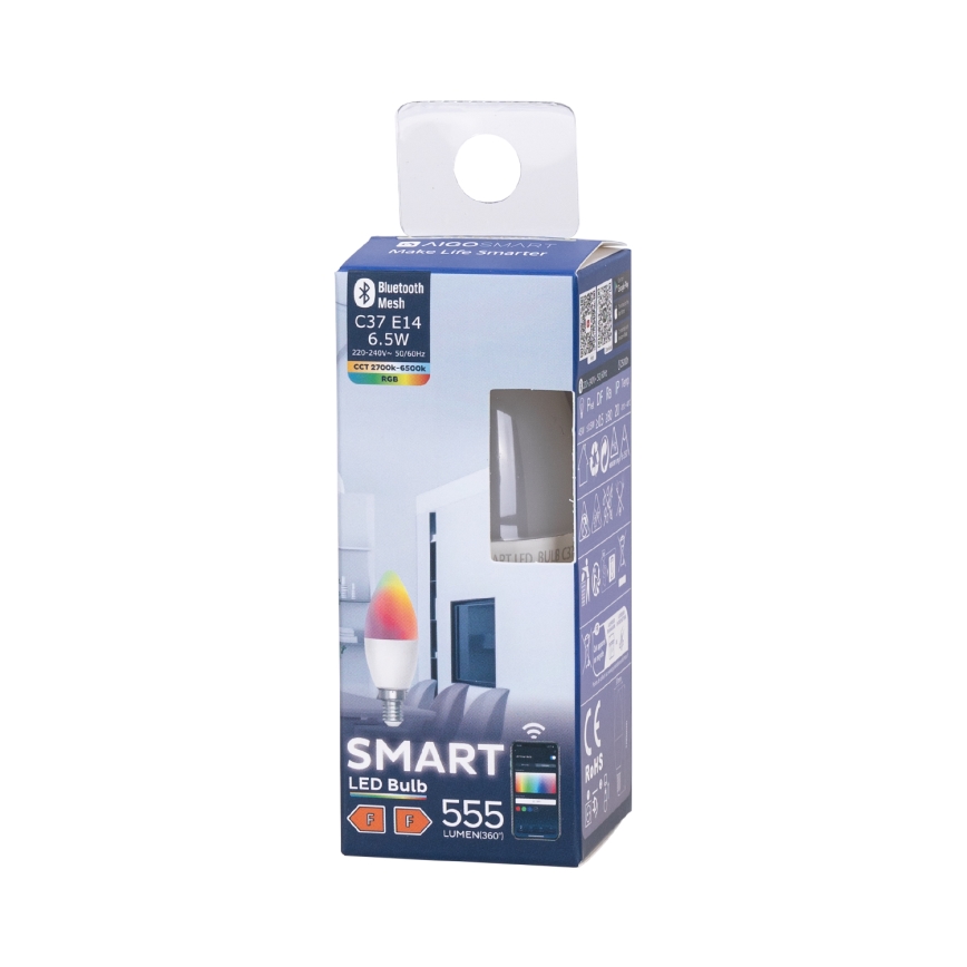 LED RGBW Prigušiva sijalica C37 E14/6,5W/230V 2700-6500K - Aigostar