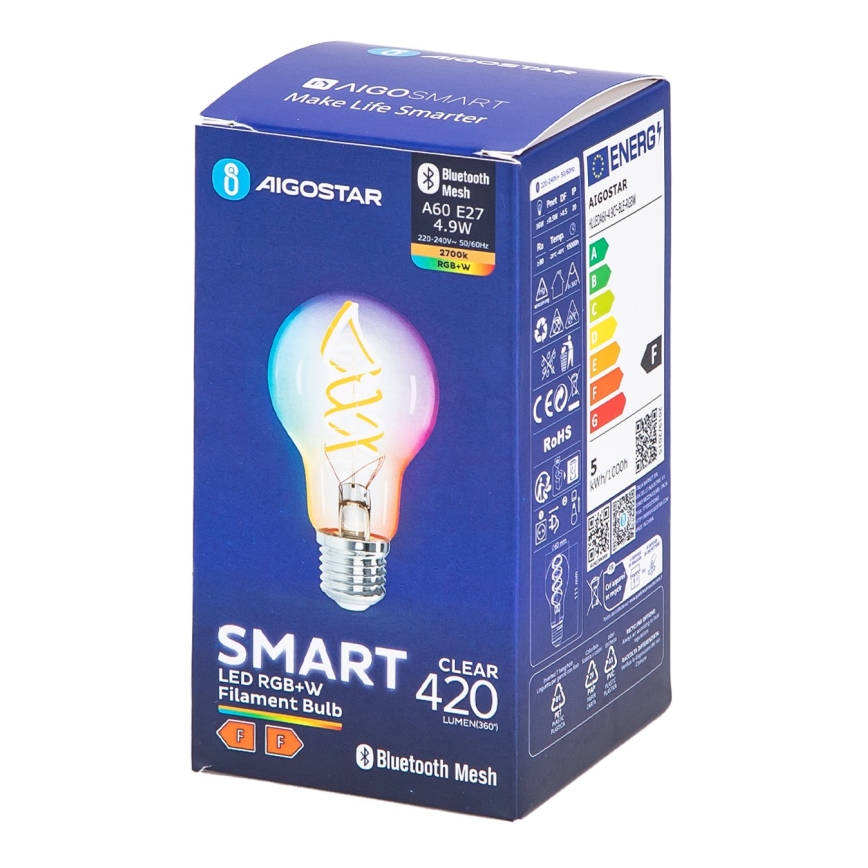 LED RGBW Prigušiva sijalica FILAMENT MESH Smart A60 E27/4,9W/230V 2700K - Aigostar