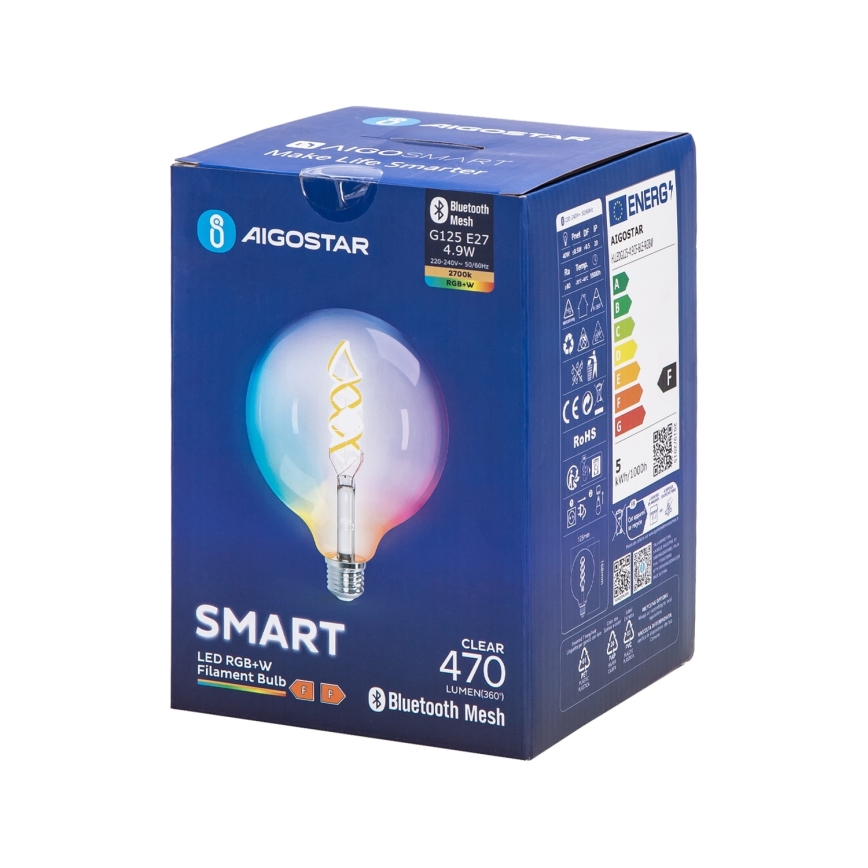 LED RGBW Prigušiva sijalica FILAMENT MESH Smart G125 E27/4,9W/230V 2700K - Aigostar