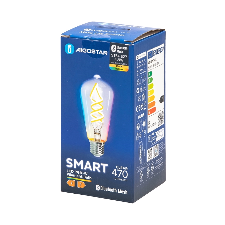 LED RGBW Prigušiva sijalica FILAMENT MESH Smart ST64 E27/4,9W/230V 2700K - Aigostar