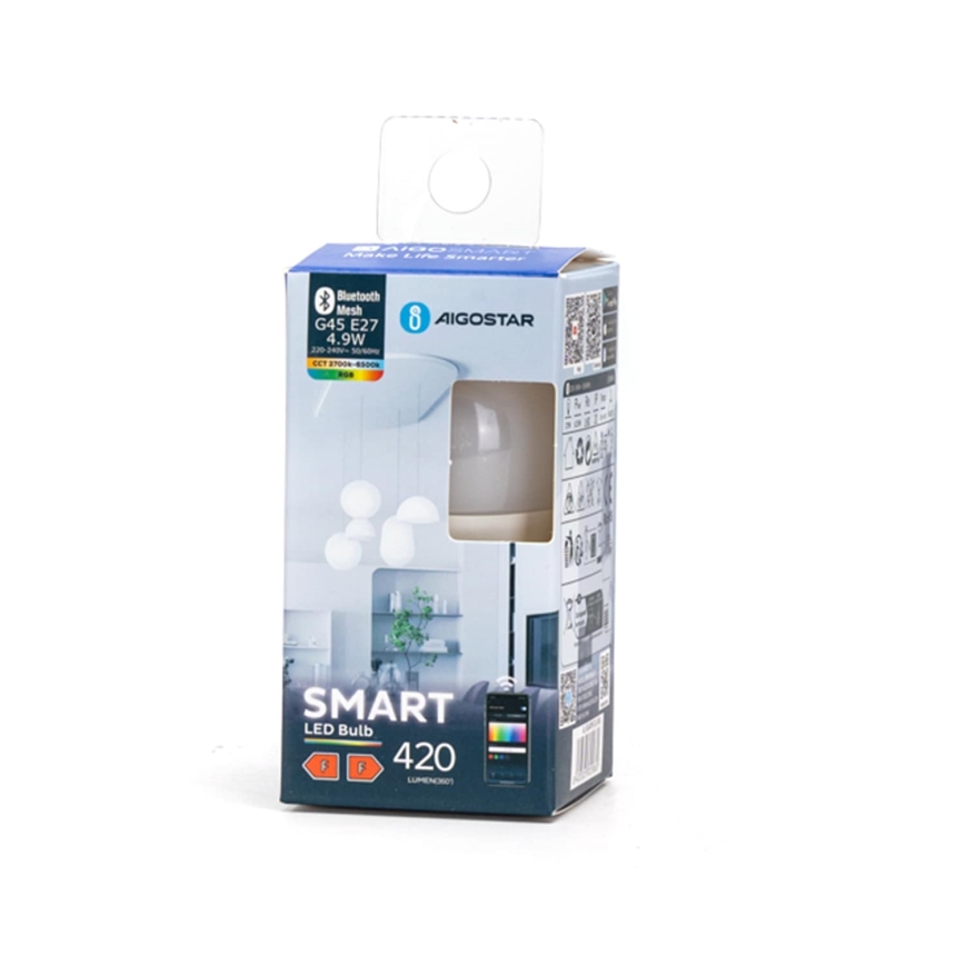LED RGBW Prigušiva sijalica MESH Smart G45 E27/4,9W/230V 2700-6500K - Aigostar