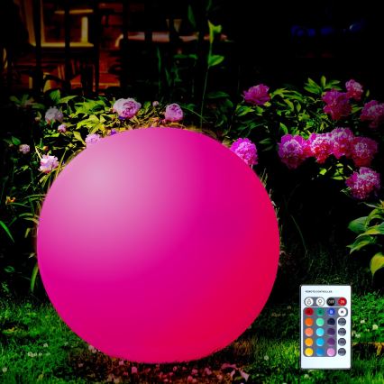 LED RGBW Solarna lampa BALL LED/1,2V pr. 40 cm IP65 + Daljinski upravljač