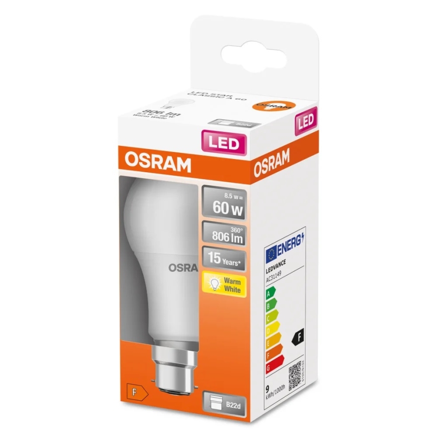 LED Sijalica A60 B22d/8,5W/230V 2700K - Osram