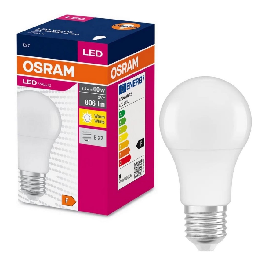 LED Sijalica A60 E27/8,5W/230V 2700K - Osram