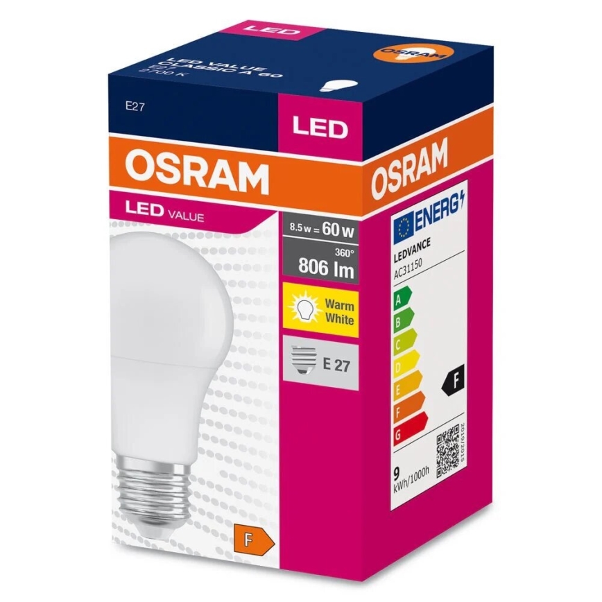 LED Sijalica A60 E27/8,5W/230V 2700K - Osram