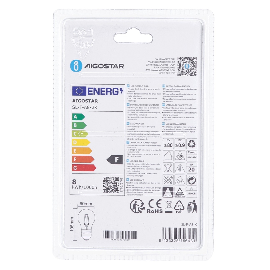 LED Sijalica A60 E27/8W/230V 2200K - Aigostar