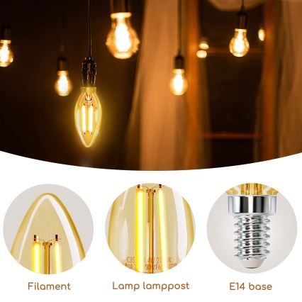 LED Sijalica C35 E14/4W/230V 2200K - Aigostar