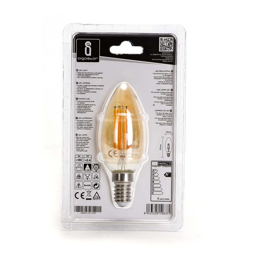 LED Sijalica C35 E14/4W/230V 2200K - Aigostar