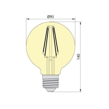 LED Sijalica CLASIC AMBER G95 E27/8W/230V 2200K - Brilagi