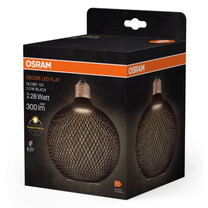 LED Sijalica DECOR FLAT G125 E27/3,5W/230V 2700K crno - Osram