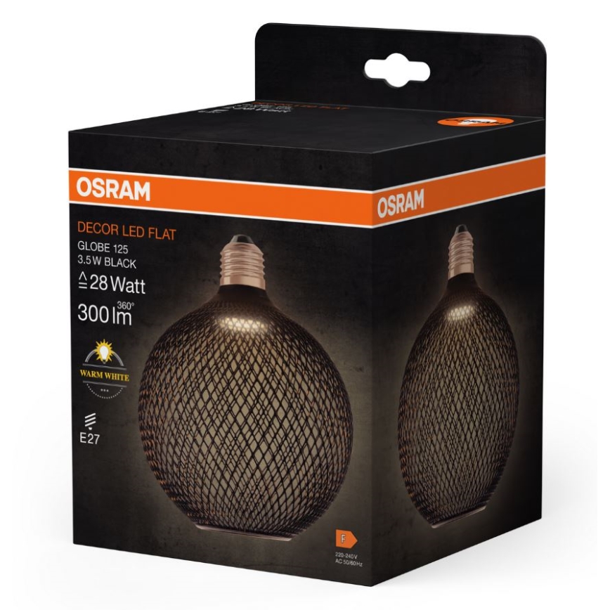 LED Sijalica DECOR FLAT G125 E27/3,5W/230V 2700K crno - Osram