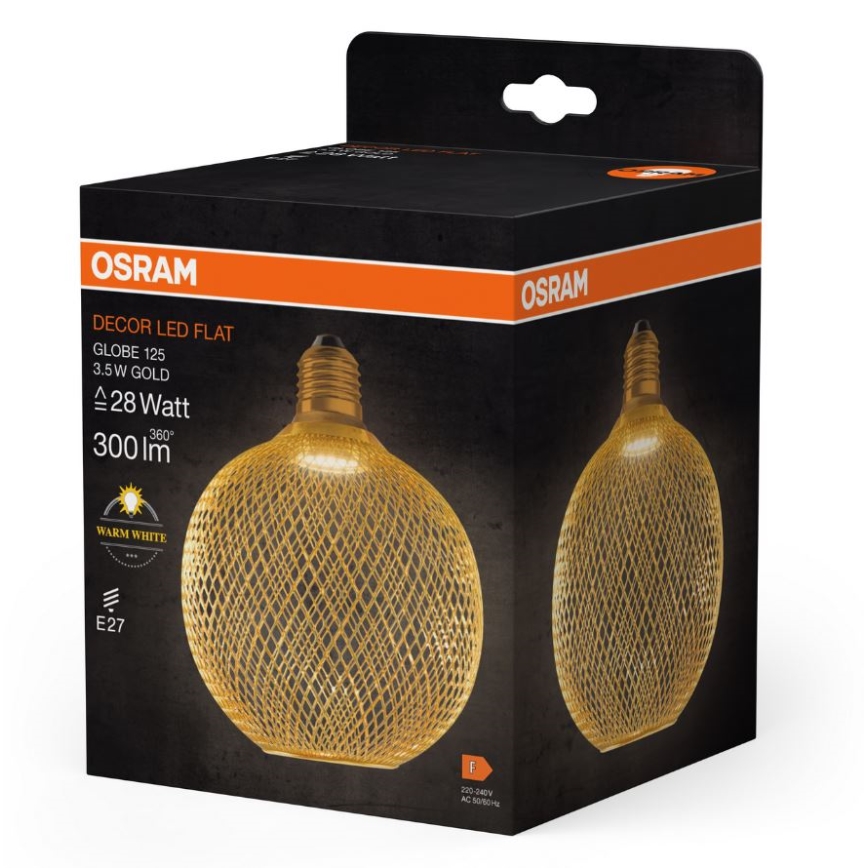 LED Sijalica DECOR FLAT G125 E27/3,5W/230V 2700K zlatna - Osram