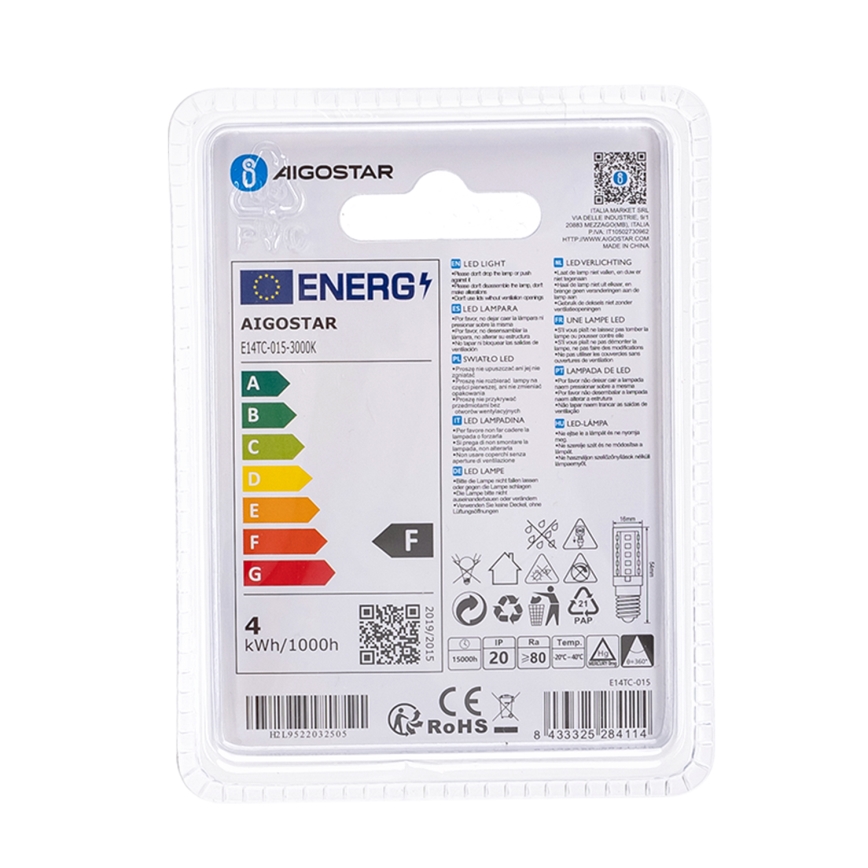 LED Sijalica E14/3,5W/230V 3000K - Aigostar