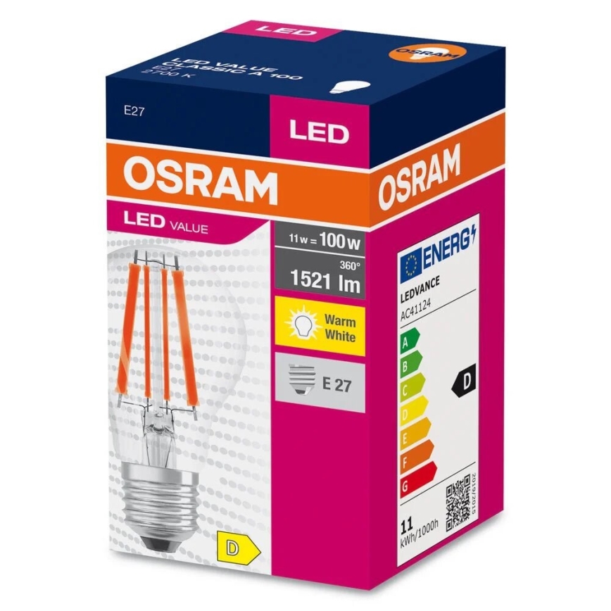 LED Sijalica FILAMENT A100 E27/11W/230V 2700K - Osram