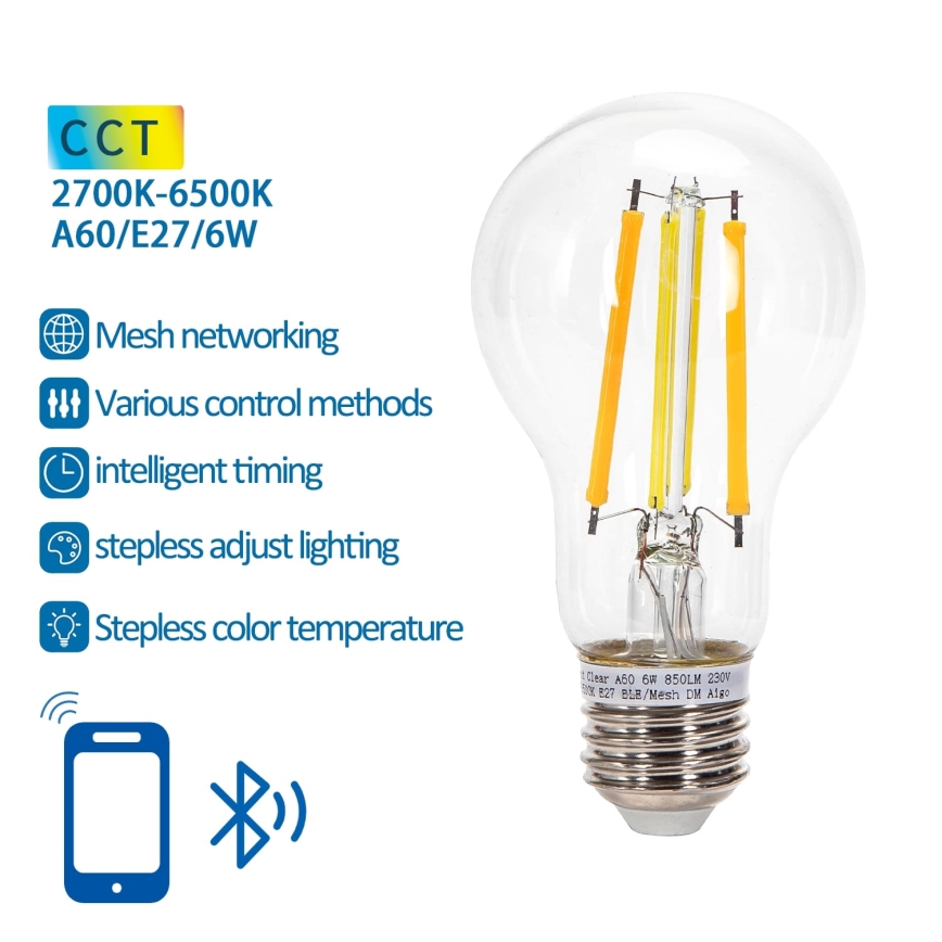 LED Prigušiva sijalica FILAMENT MESH Smart A60 E27/6W/230V 2700-6500K - Aigostar