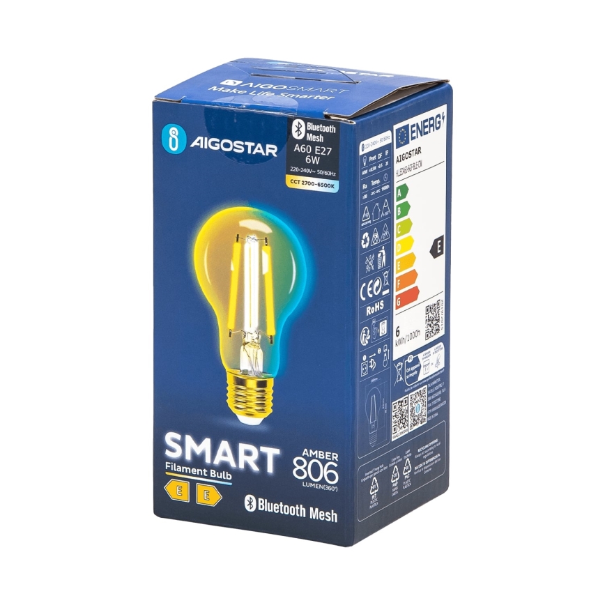LED Prigušiva sijalica FILAMENT MESH Smart A60 E27/6W/230V 2700-6500K - Aigostar
