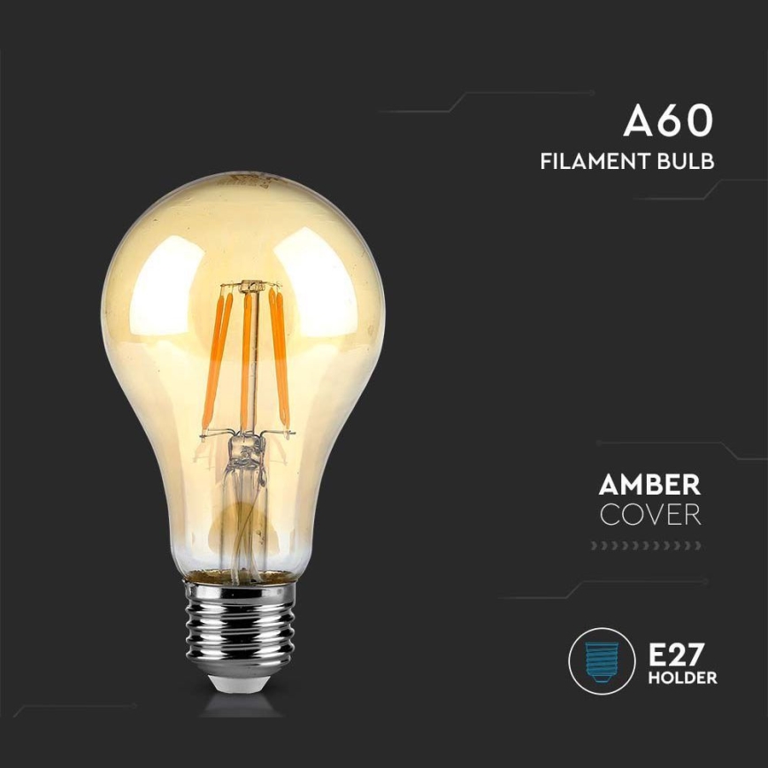 LED Sijalica FILAMENT AMBER A67 E27/10W/230V 2200K
