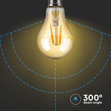 LED Sijalica FILAMENT AMBER A67 E27/10W/230V 2200K