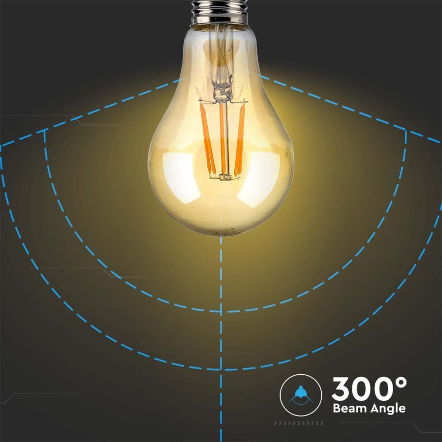 LED Sijalica FILAMENT AMBER A67 E27/10W/230V 2200K
