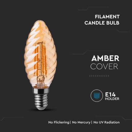 LED Sijalica FILAMENT AMBER E14/4W/230V 2200K