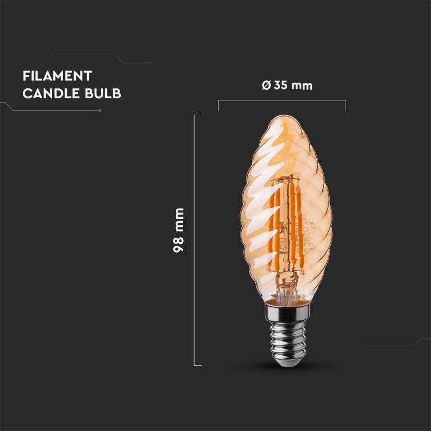 LED Sijalica FILAMENT AMBER E14/4W/230V 2200K