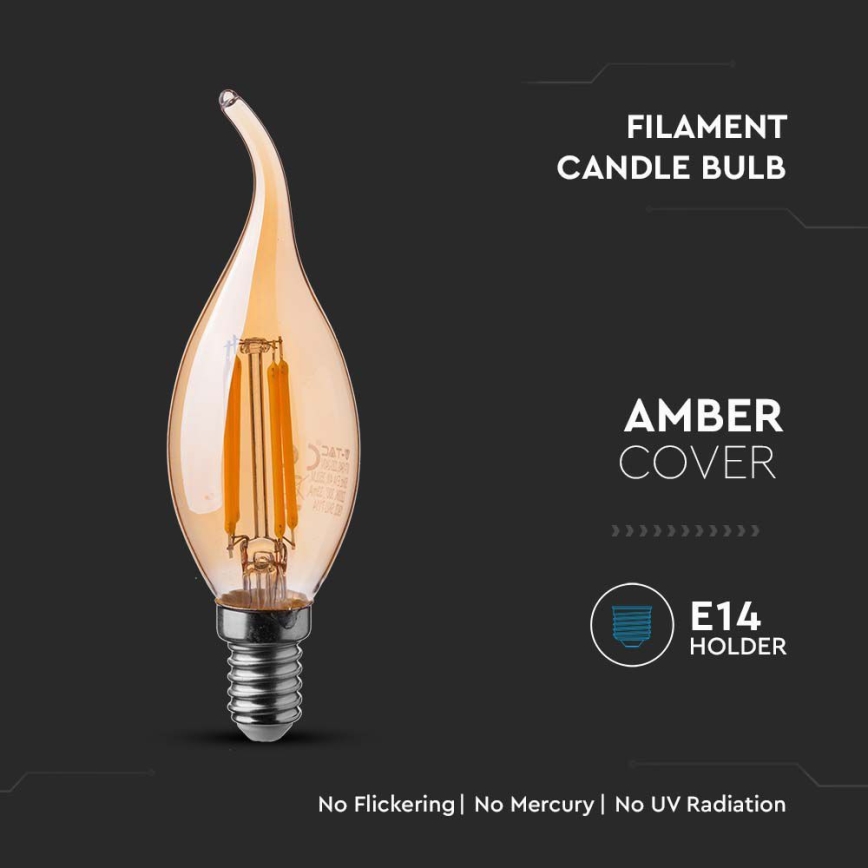 LED Sijalica FILAMENT AMBER E14/4W/230V 2200K