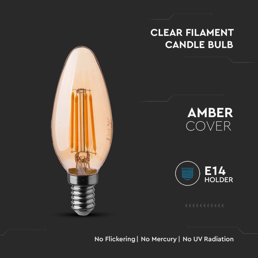 LED Sijalica FILAMENT AMBER E14/4W/230V 2200K