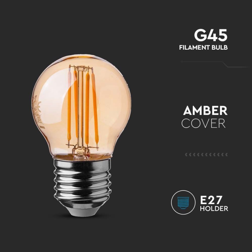 LED Sijalica FILAMENT AMBER G45 E27/4W/230V 2200K