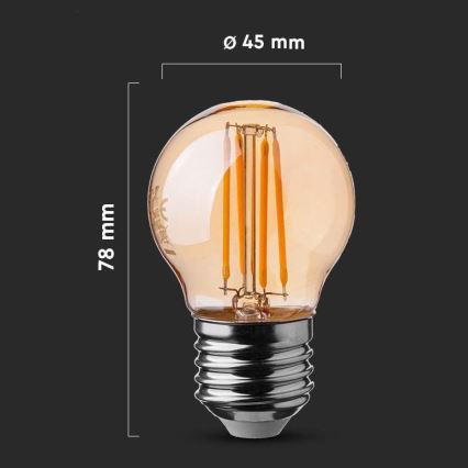 LED Sijalica FILAMENT AMBER G45 E27/4W/230V 2200K