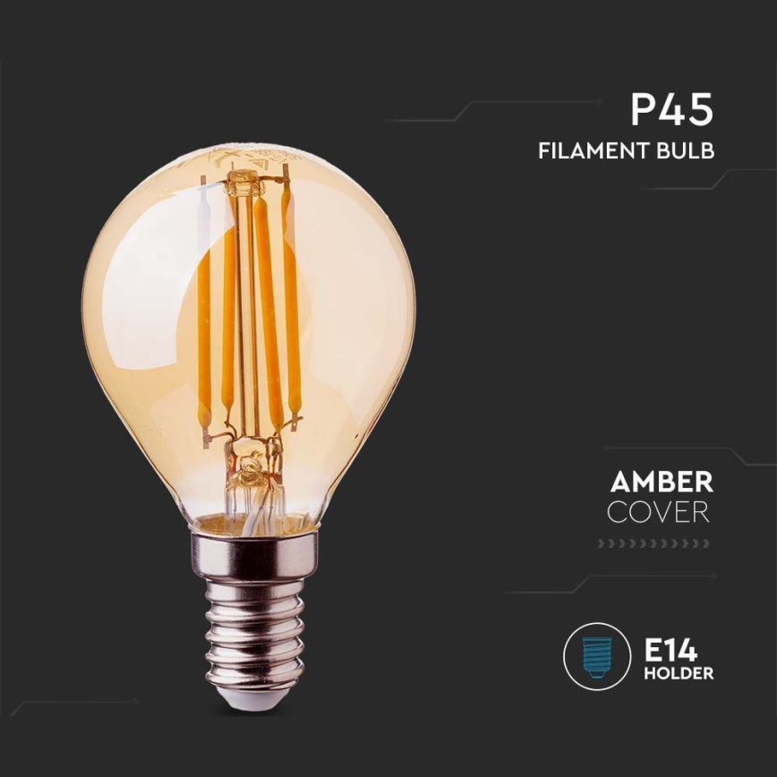 LED Sijalica FILAMENT AMBER P45 E14/4W/230V 2200K