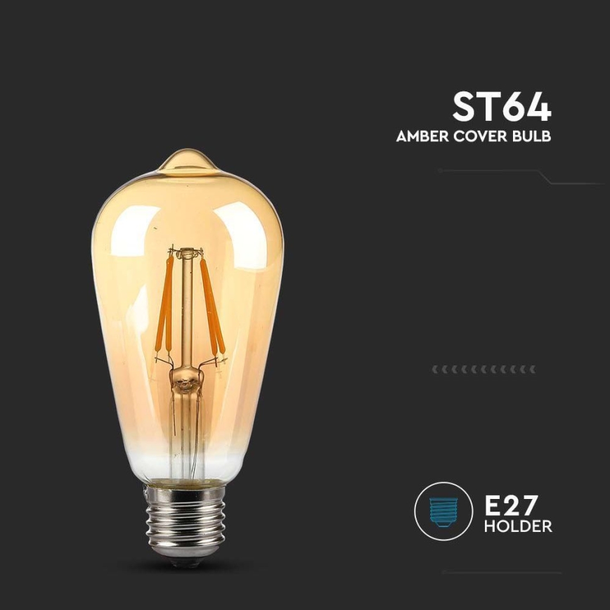 LED Sijalica FILAMENT AMBER ST64 E27/8W/230V 2200K