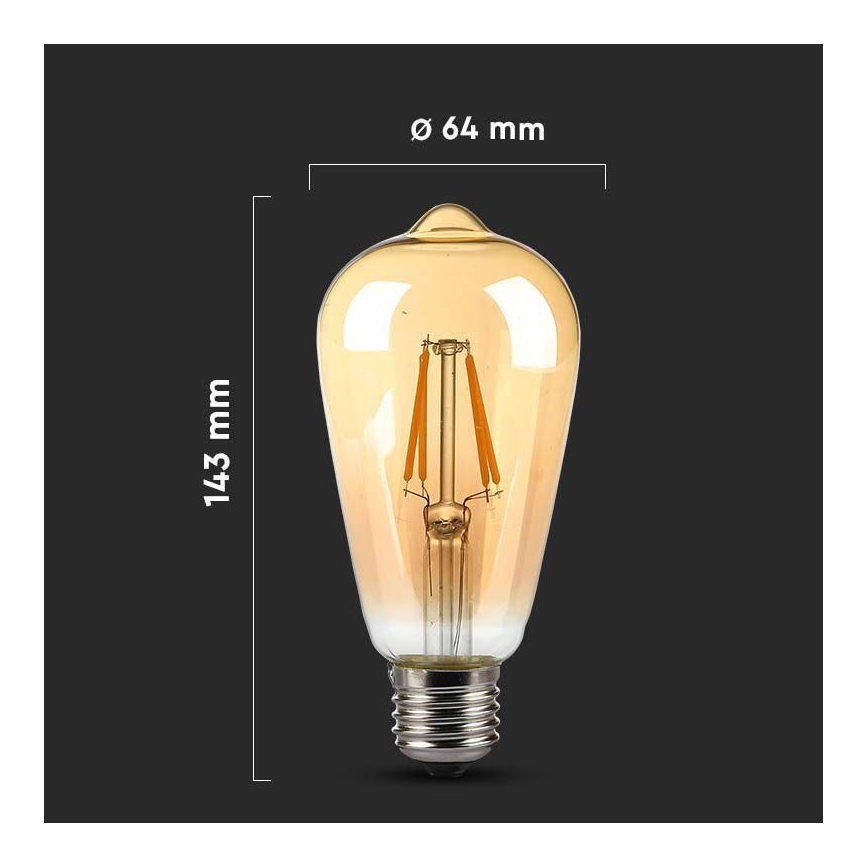 LED Sijalica FILAMENT AMBER ST64 E27/8W/230V 2200K
