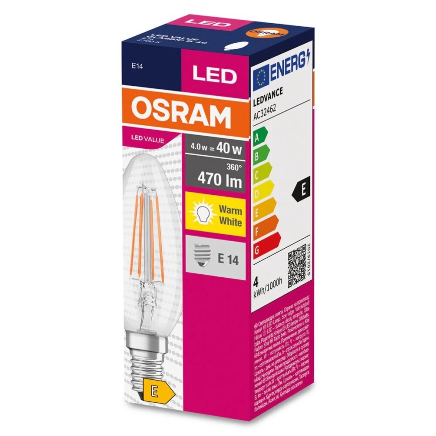 LED Sijalica FILAMENT B40 E14/4W/230V 2700K - Osram