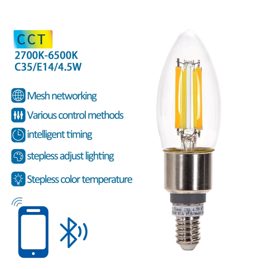 LED Prigušiva sijalica FILAMENT MESH Smart C35 E14/4,5W/230V 2700-6500K - Aigostar