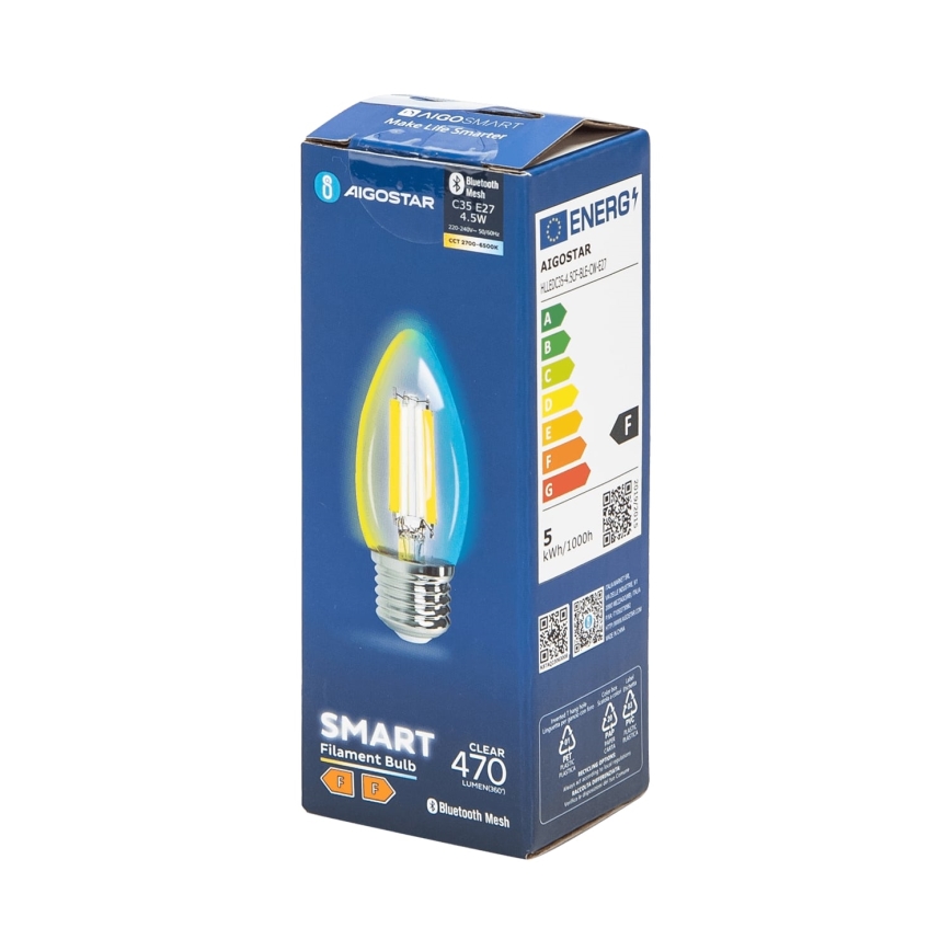 LED Prigušiva sijalica FILAMENT MESH Smart C35 E27/4,5W/230V 2700-6500K - Aigostar