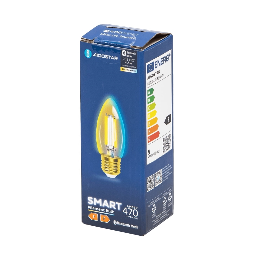 LED Prigušiva sijalica FILAMENT MESH Smart C35 E27/4,5W/230V 2700-6500K - Aigostar