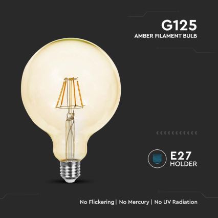 LED Sijalica FILAMENT G125 E27/12W/230V 2200K