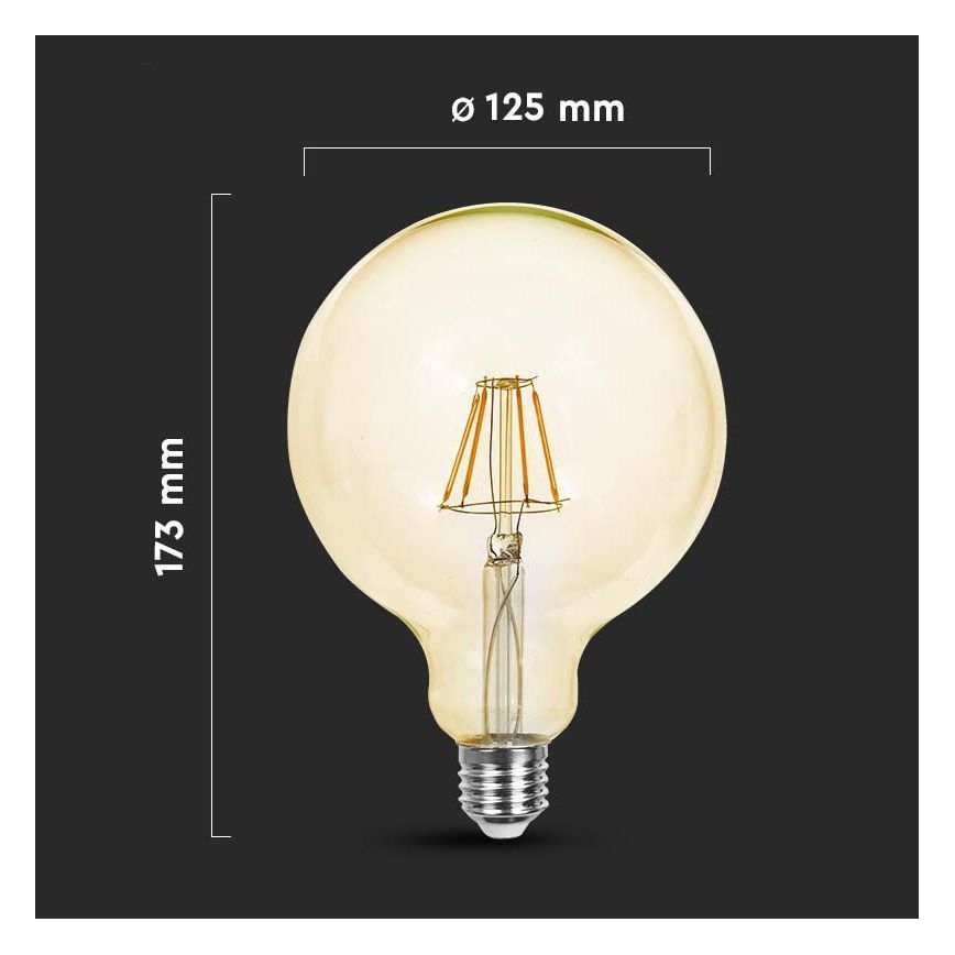 LED Sijalica FILAMENT G125 E27/12W/230V 2200K