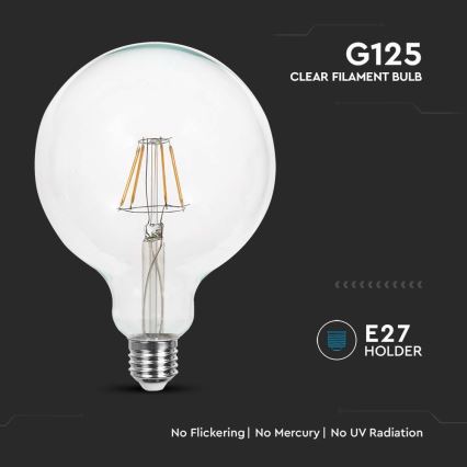 LED Sijalica FILAMENT G125 E27/12W/230V 3000K